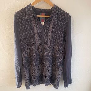 Johnny was Gray embroidered button down shirt